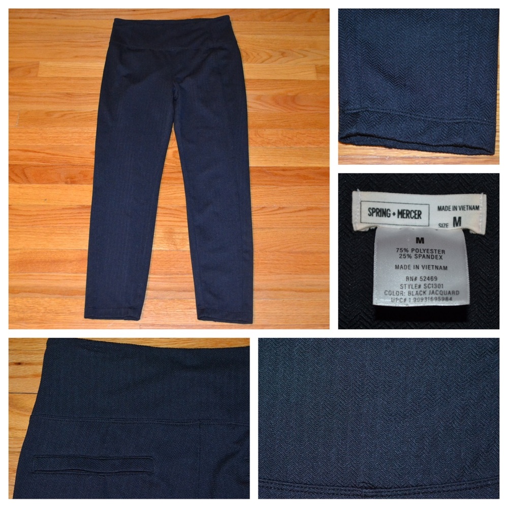 Women’s Spring + Mercer black herringbone leggings, size medium